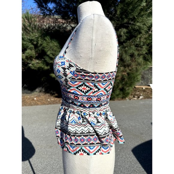 Forever 21 Top Medium Multicolor Tank Full Zip Sleeveless Western Rayon Womens - Picture 3 of 10